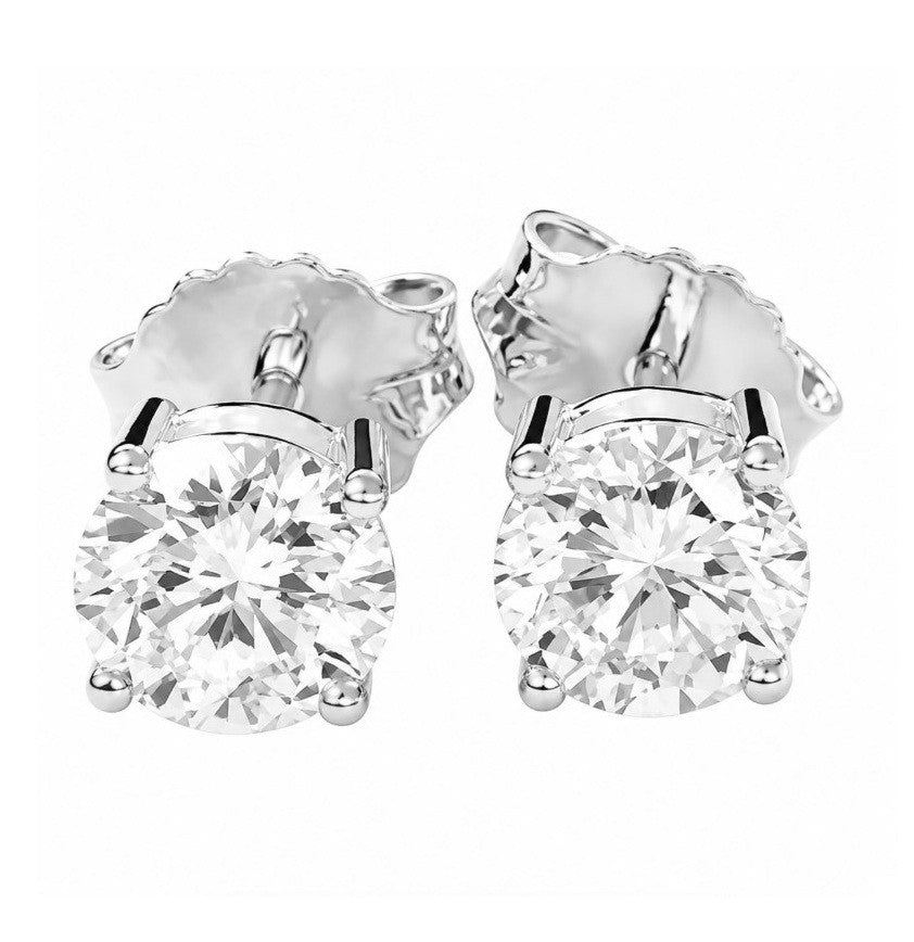 2.17 Ctw Lab Grown Diamond Solitaire Earring in 925 Platinum Plated