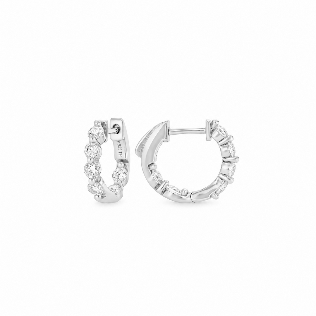 1.20 DEW Moissanite Hoop Earring in 925 Platinum Plated