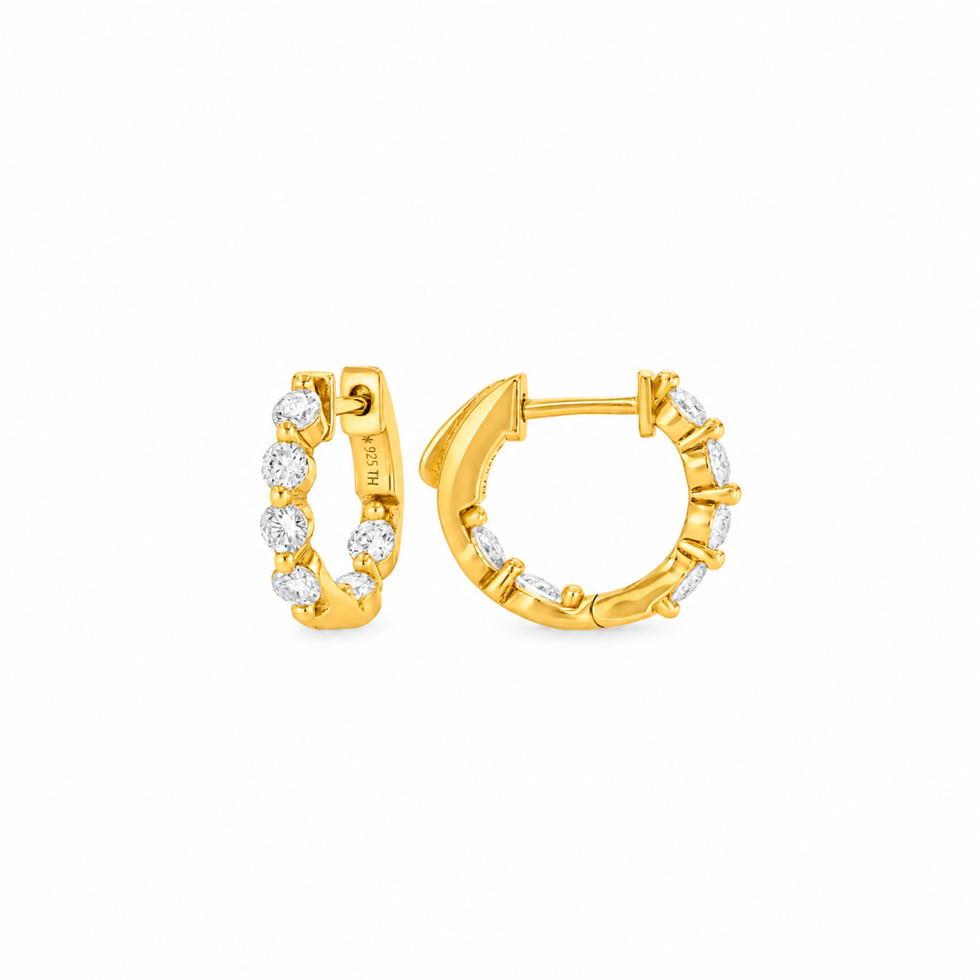 1.20 DEW Moissanite Hoop Earring in 925 Yellow Gold Plated