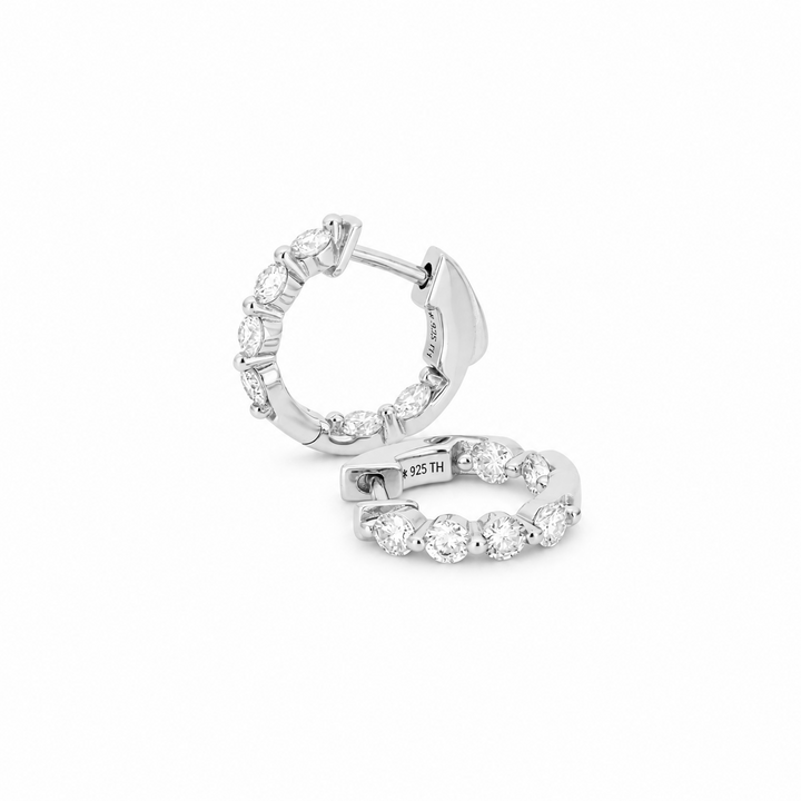 1.20 DEW Moissanite Hoop Earring in 925 Platinum Plated