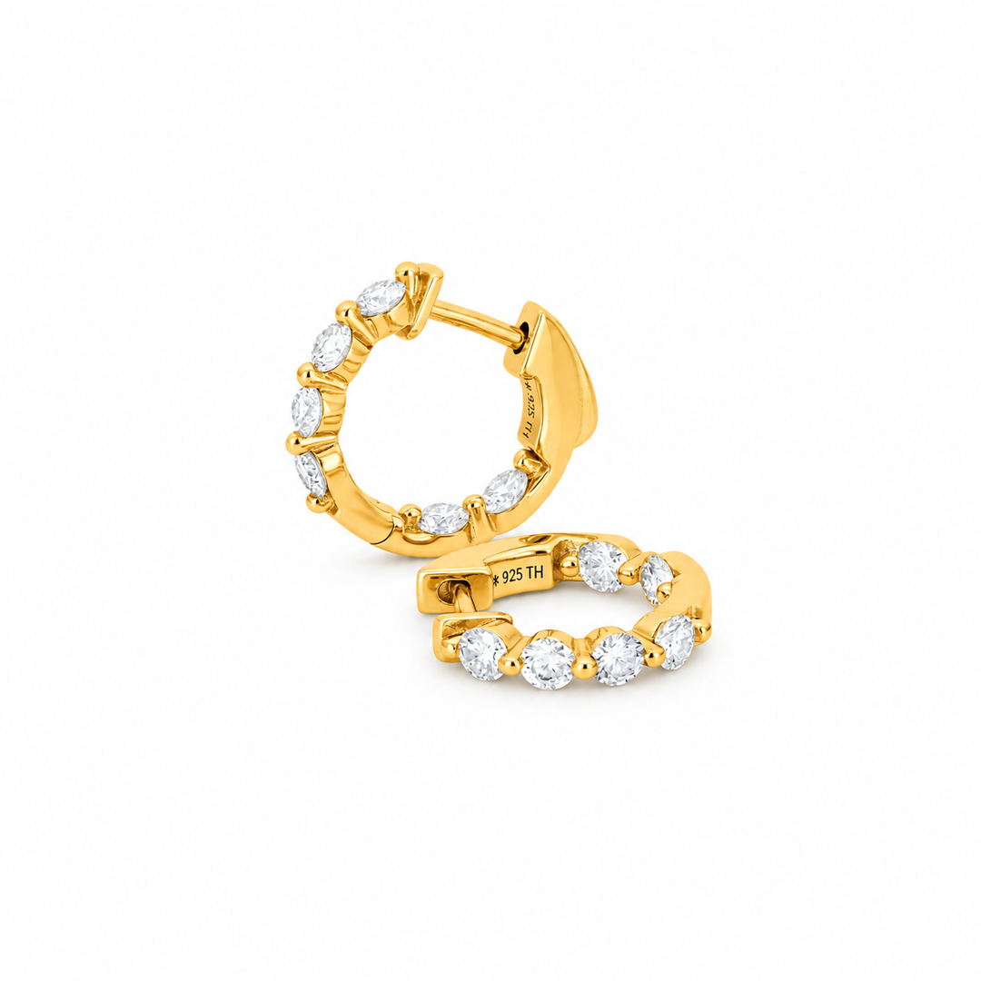 1.20 DEW Moissanite Hoop Earring in 925 Yellow Gold Plated