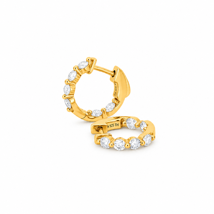 1.20 DEW Moissanite Hoop Earring in 925 Yellow Gold Plated