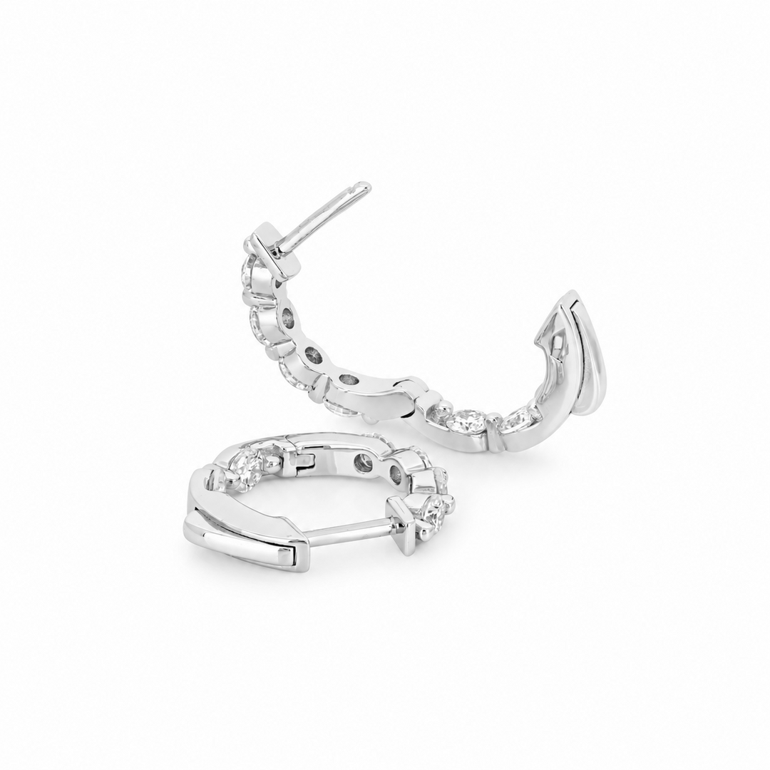 1.20 DEW Moissanite Hoop Earring in 925 Platinum Plated