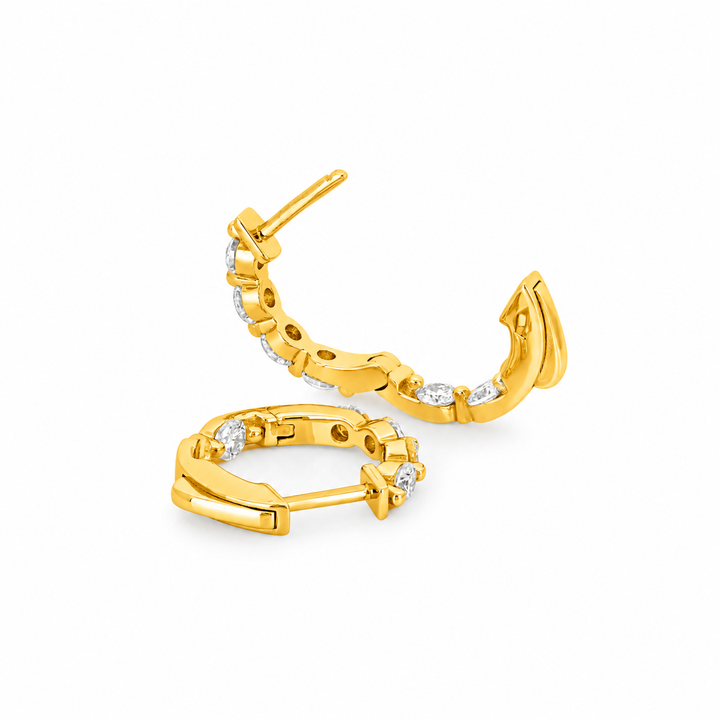 1.20 DEW Moissanite Hoop Earring in 925 Yellow Gold Plated