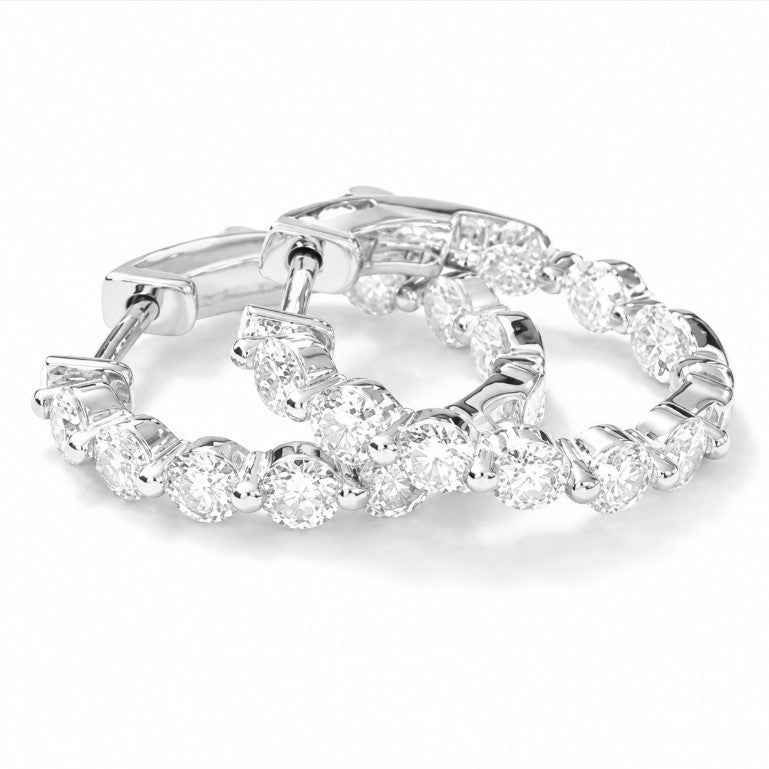 1.67 DEW Moissanite Hoop Earring in 925 Platinum Plated
