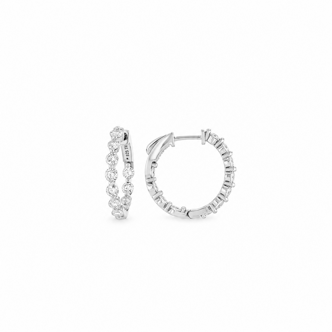 2.06 DEW Moissanite Hoop Earring in 925 Platinum Plated