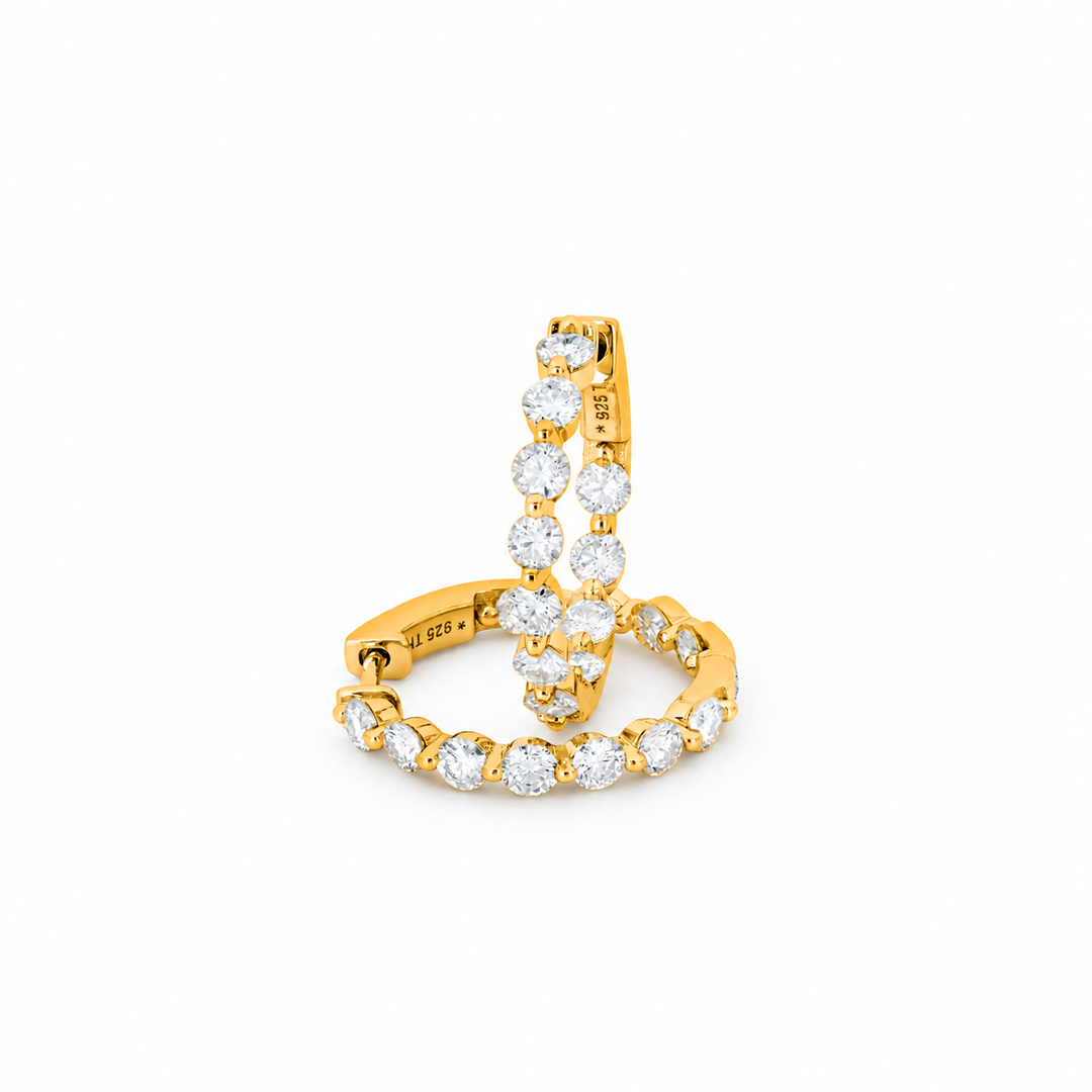 2.06 DEW Moissanite Hoop Earring in 925 Yellow Gold Plated