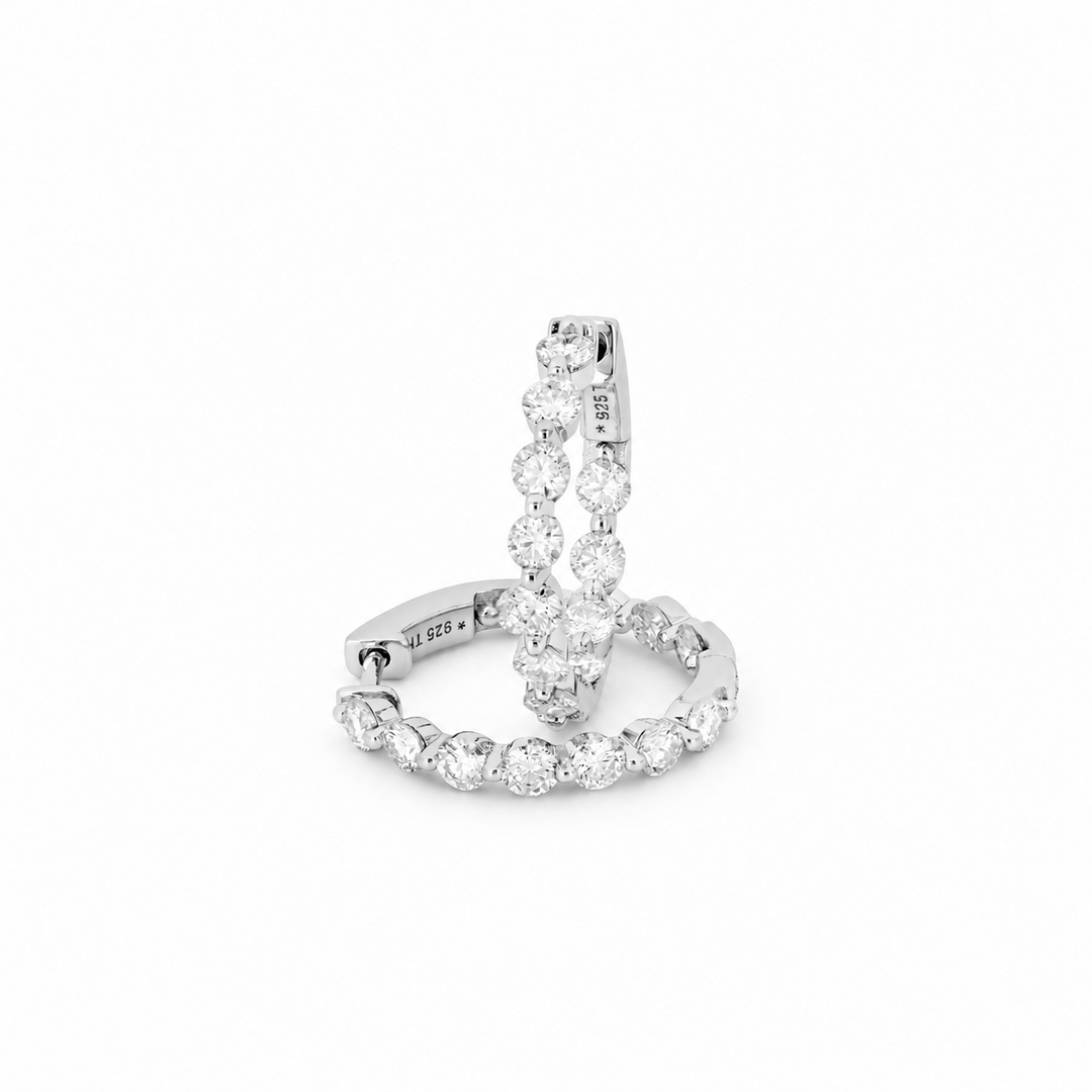 2.06 DEW Moissanite Hoop Earring in 925 Platinum Plated