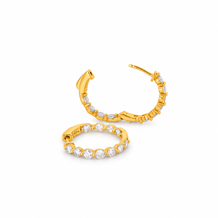 2.06 DEW Moissanite Hoop Earring in 925 Yellow Gold Plated