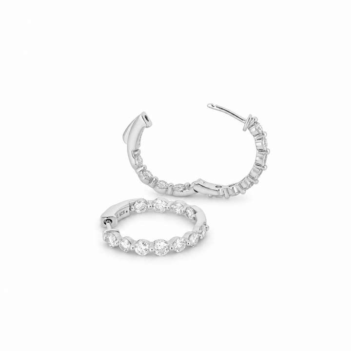2.06 DEW Moissanite Hoop Earring in 925 Platinum Plated