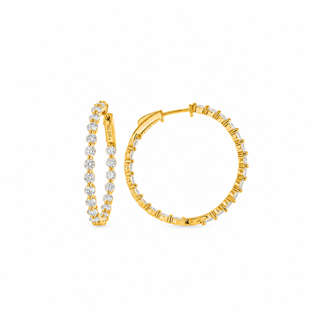 4.07 DEW Moissanite Hoop Earring in 925 Yellow Gold Plated