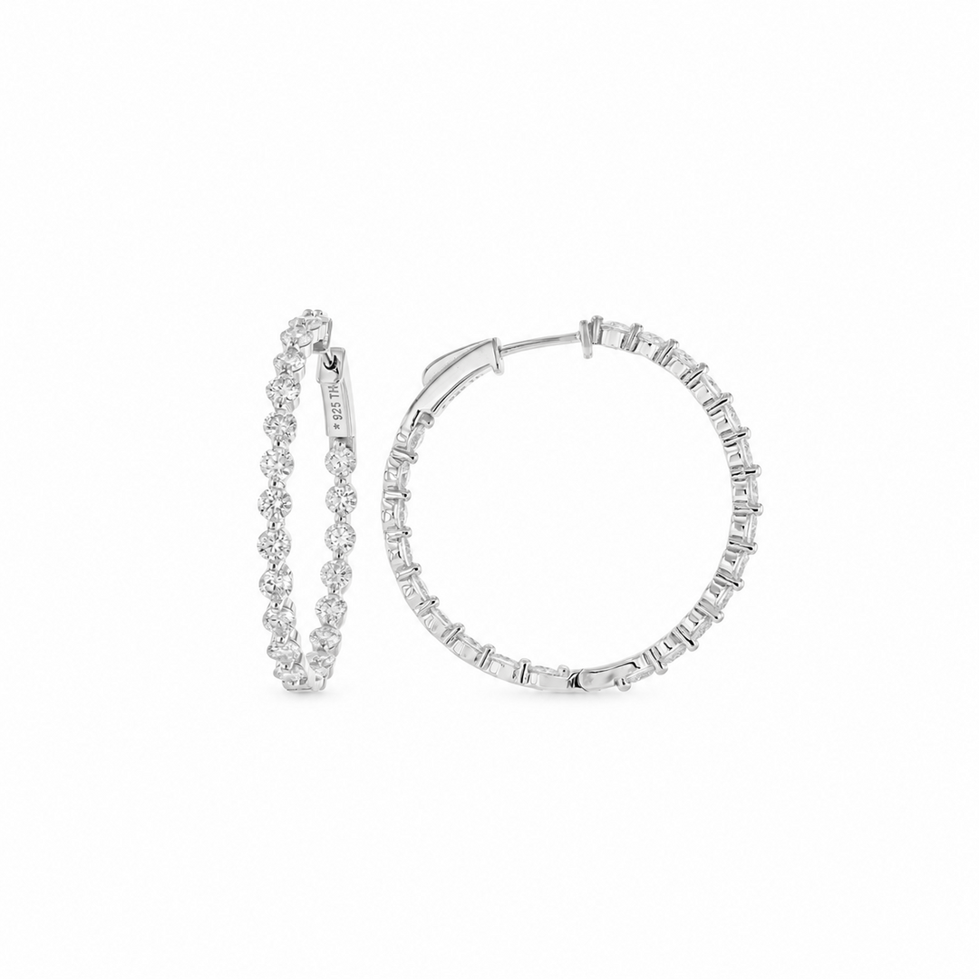 4.07 DEW Moissanite Hoop Earring in 925 Platinum Plated