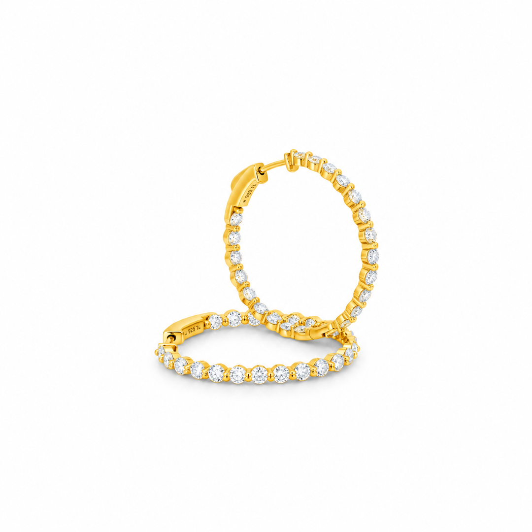 4.07 DEW Moissanite Hoop Earring in 925 Yellow Gold Plated