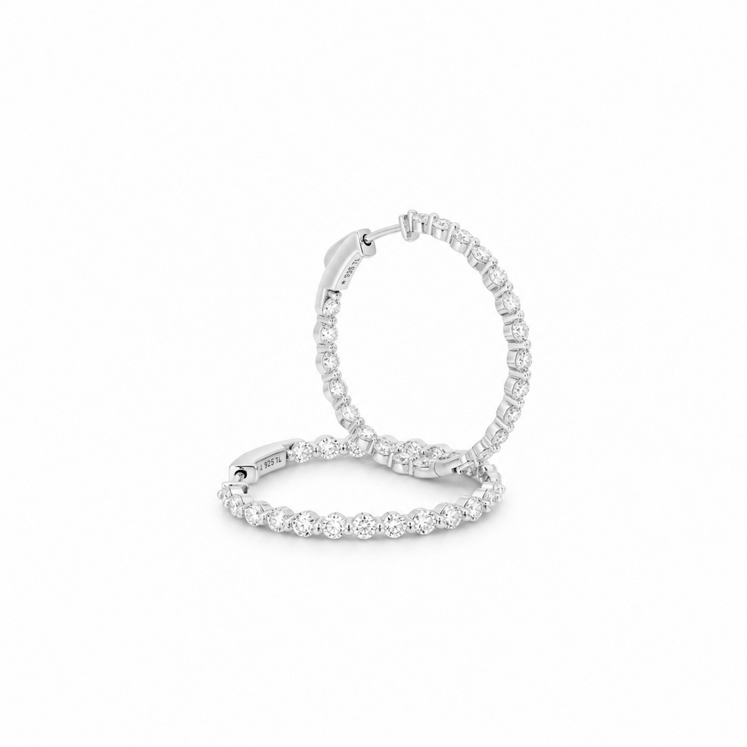4.07 DEW Moissanite Hoop Earring in 925 Platinum Plated