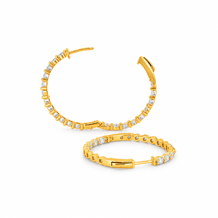 4.07 DEW Moissanite Hoop Earring in 925 Yellow Gold Plated