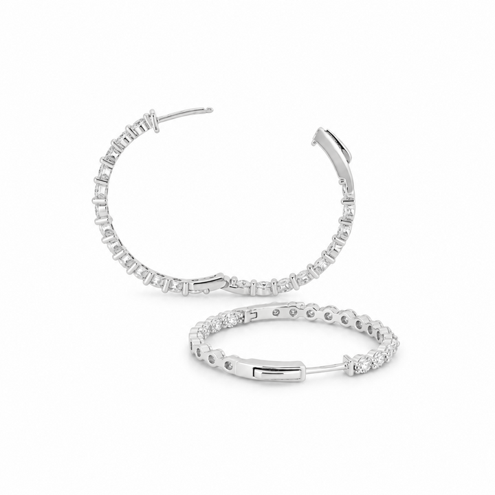 4.07 DEW Moissanite Hoop Earring in 925 Platinum Plated