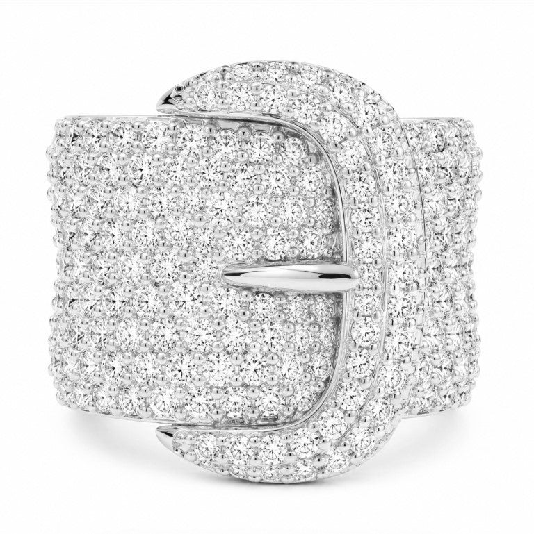 3.42 DEW Moissanite Belt Ring in 925 Platinum Plated