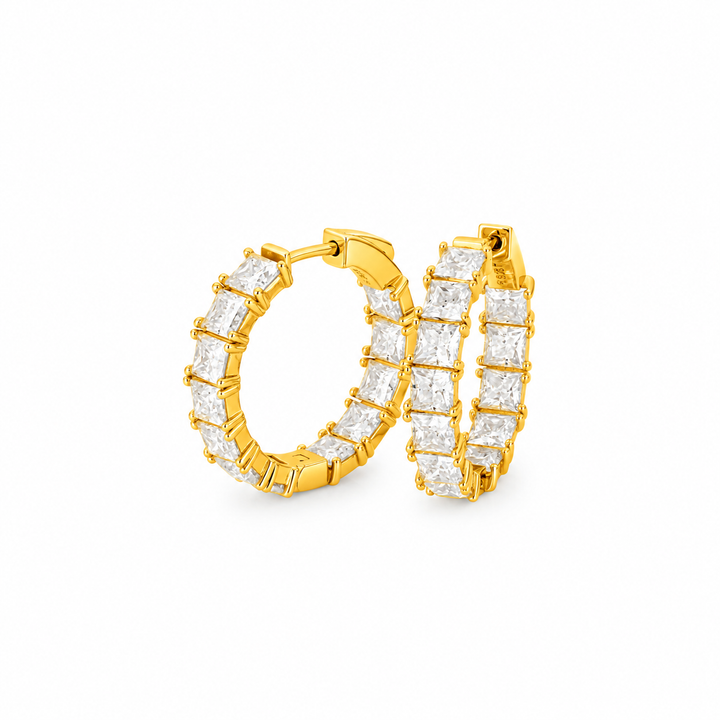 8.64 DEW Moissanite Hoop Earring in 925 Yellow Gold Plated