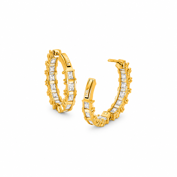 8.64 DEW Moissanite Hoop Earring in 925 Yellow Gold Plated