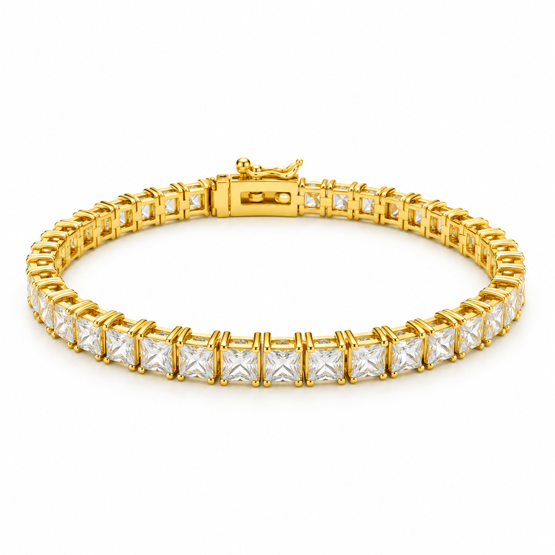 15.08 DEW Moissanite Tennis Bracelet in 925 Yellow Gold Plated