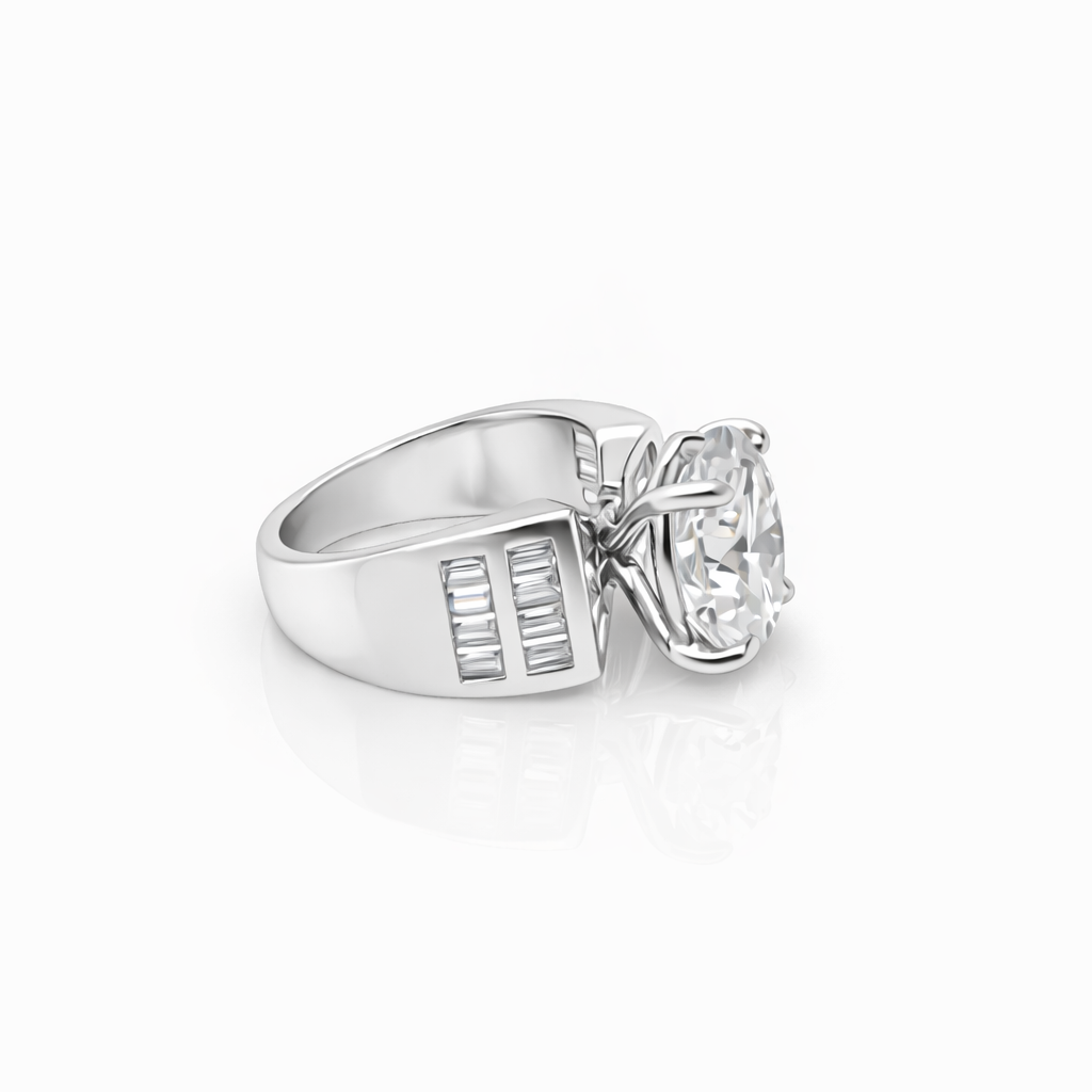 8.45 DEW Moissanite Ring in 925 Platinum Plated