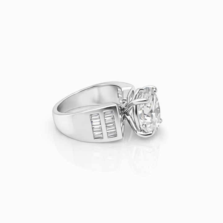 8.45 DEW Moissanite Ring in 925 Platinum Plated