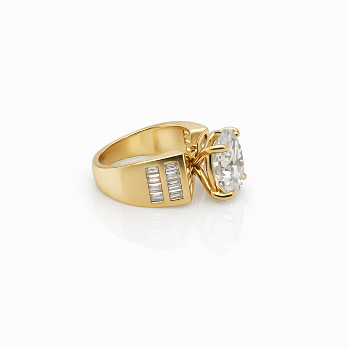 8.45 DEW Moissanite Ring in 925 Yellow Gold Plated