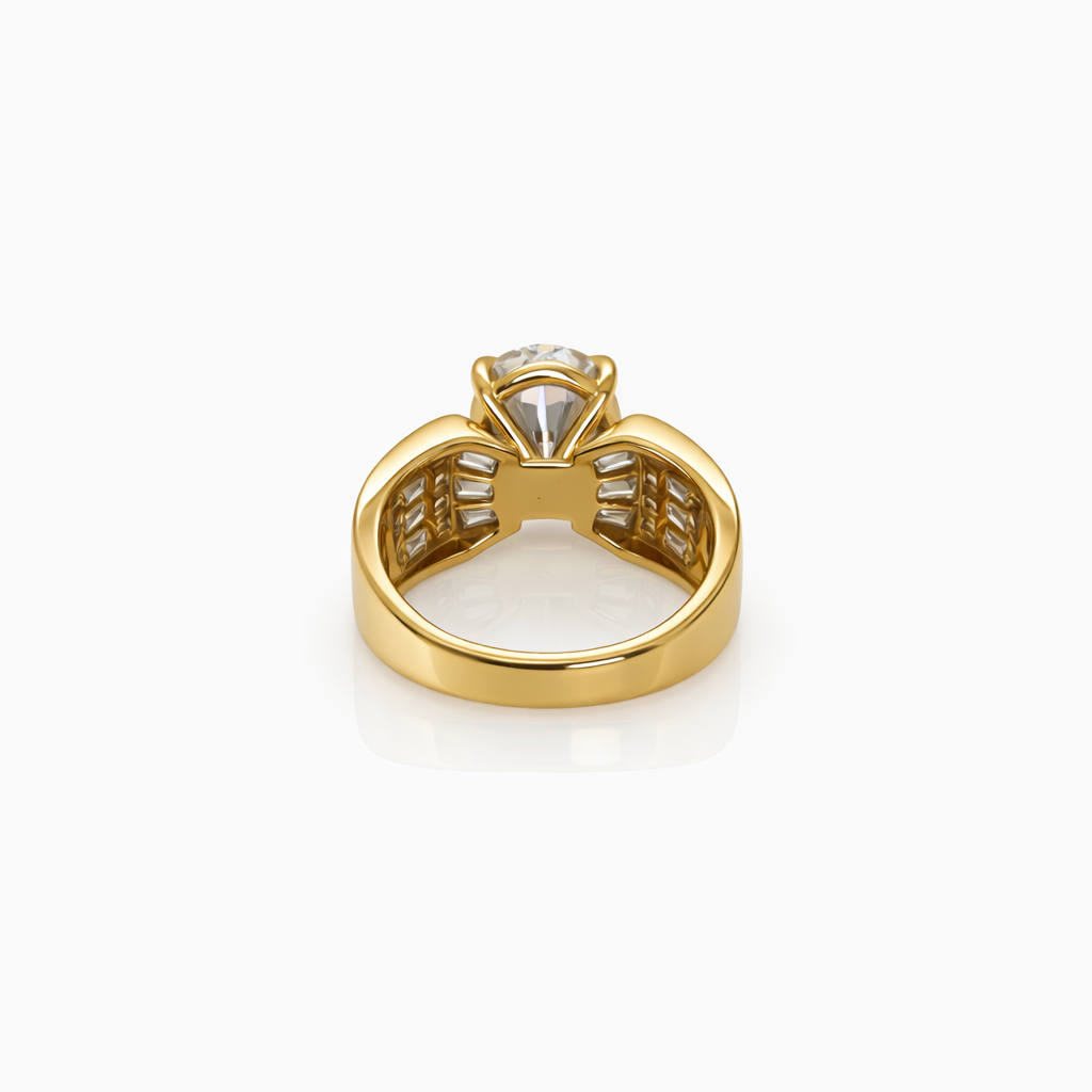 8.45 DEW Moissanite Ring in 925 Yellow Gold Plated
