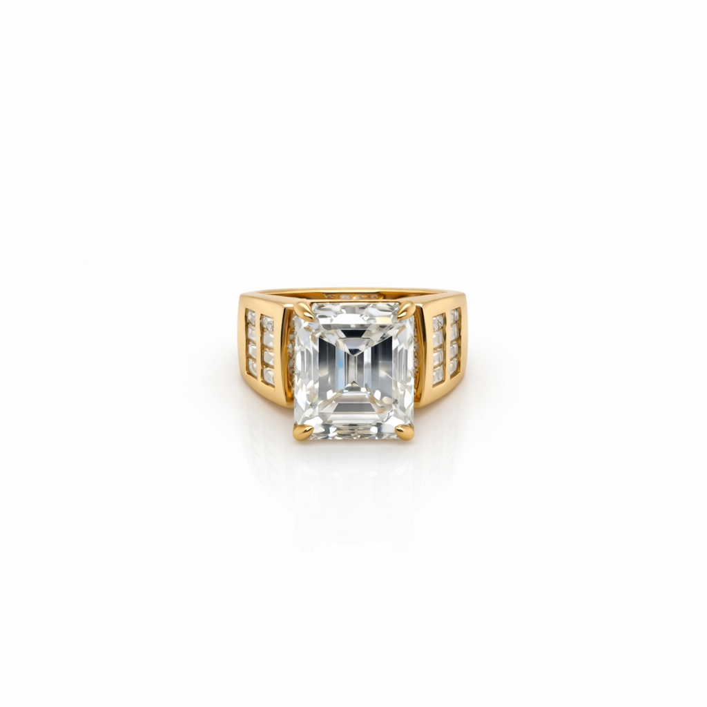 9.90 DEW Moissanite Ring in 925 Yellow Gold Plated