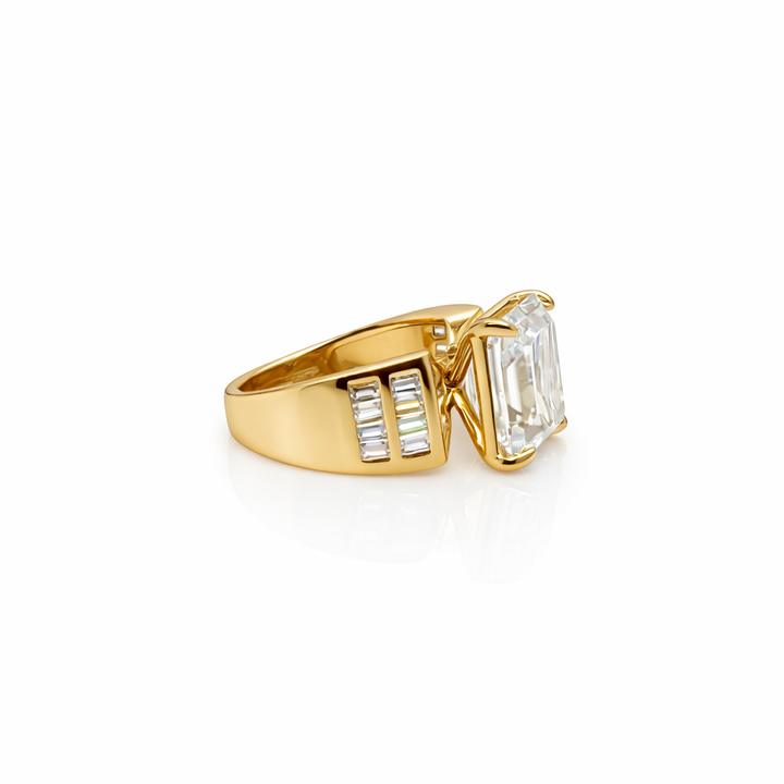 9.90 DEW Moissanite Ring in 925 Yellow Gold Plated