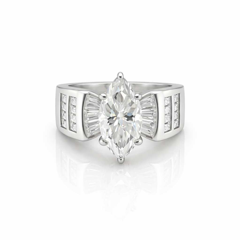 6.05 DEW Moissanite Ring in 925 Platinum Plated