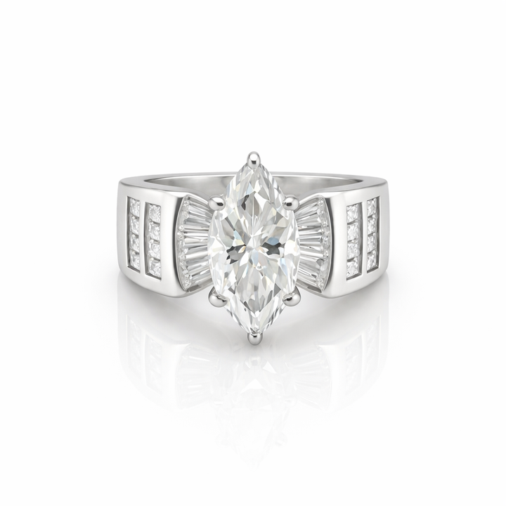 6.05 DEW Moissanite Ring in 925 Platinum Plated