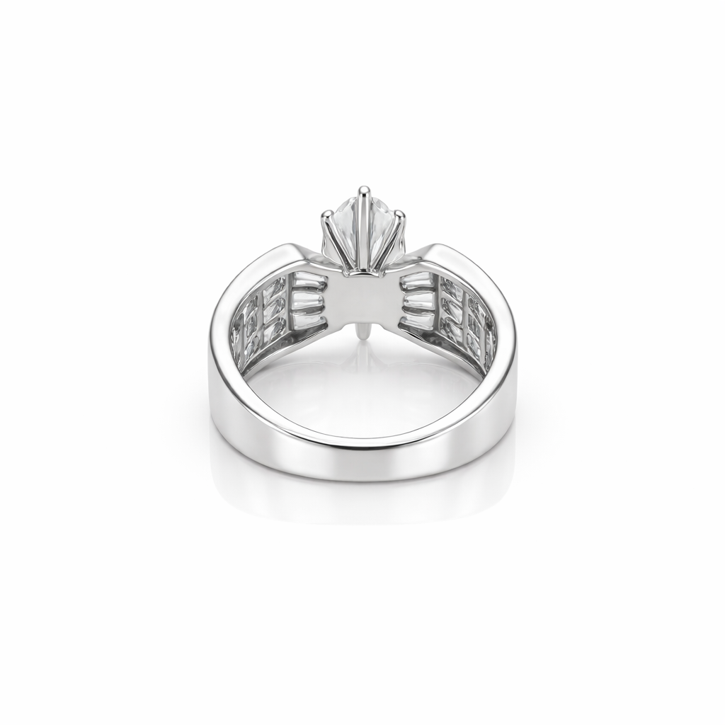 6.05 DEW Moissanite Ring in 925 Platinum Plated