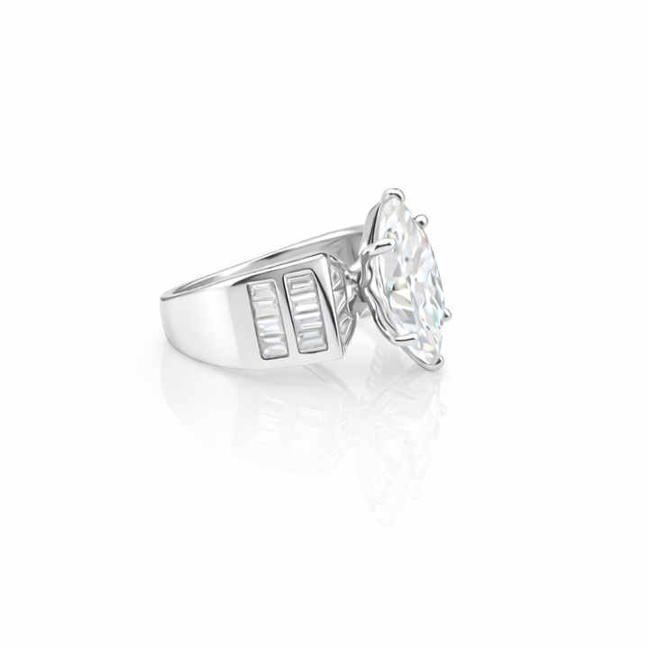 6.05 DEW Moissanite Ring in 925 Platinum Plated