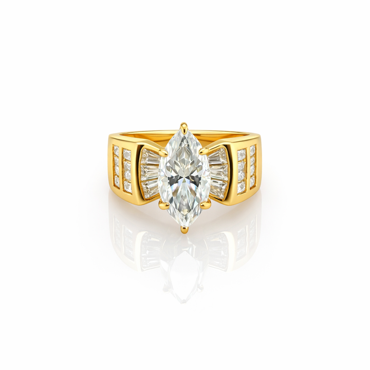 6.05 DEW Moissanite Ring in 925 Yellow Gold Plated