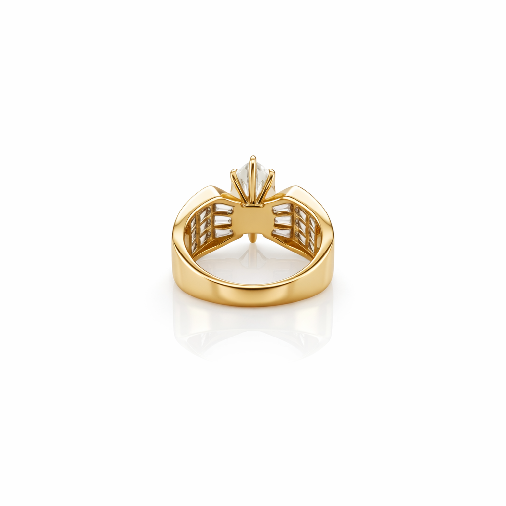 6.05 DEW Moissanite Ring in 925 Yellow Gold Plated