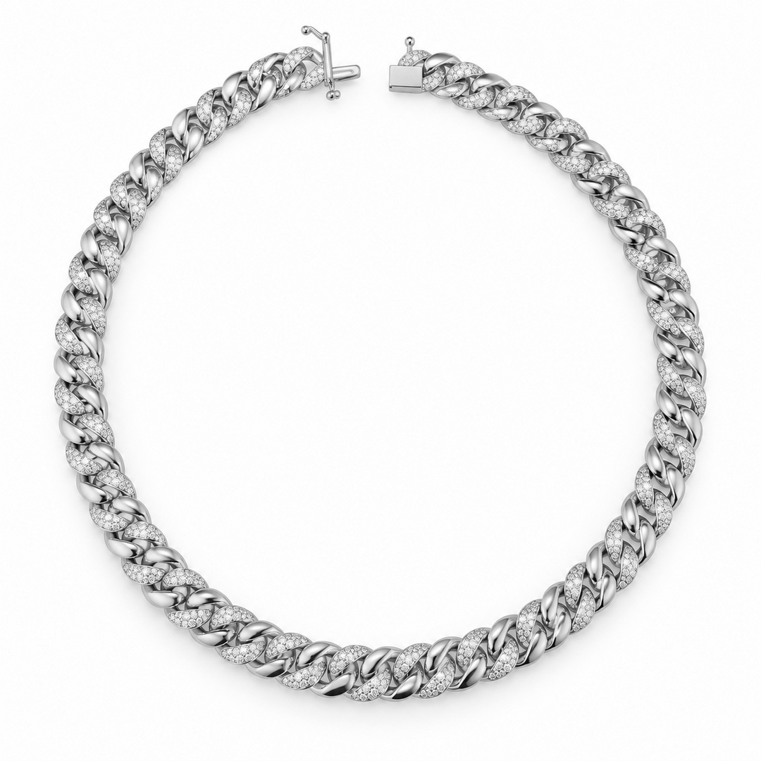1.25 DEW Moissanite Necklace in Brass Platinum Plated