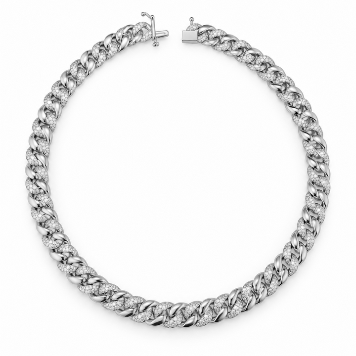 1.25 DEW Moissanite Necklace in Brass Platinum Plated
