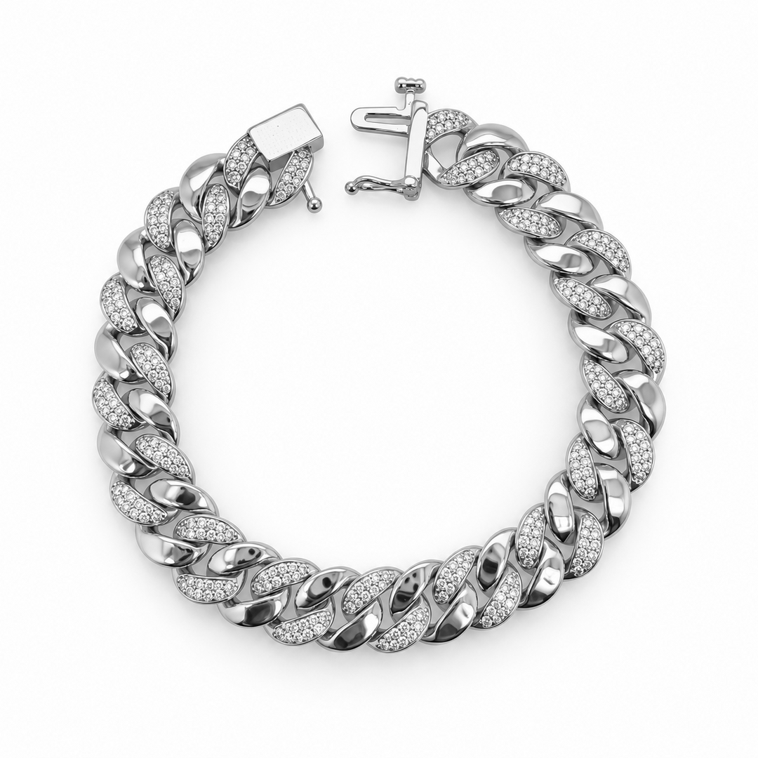 1.65 DEW Moissanite Bracelet in Brass Platinum Plated
