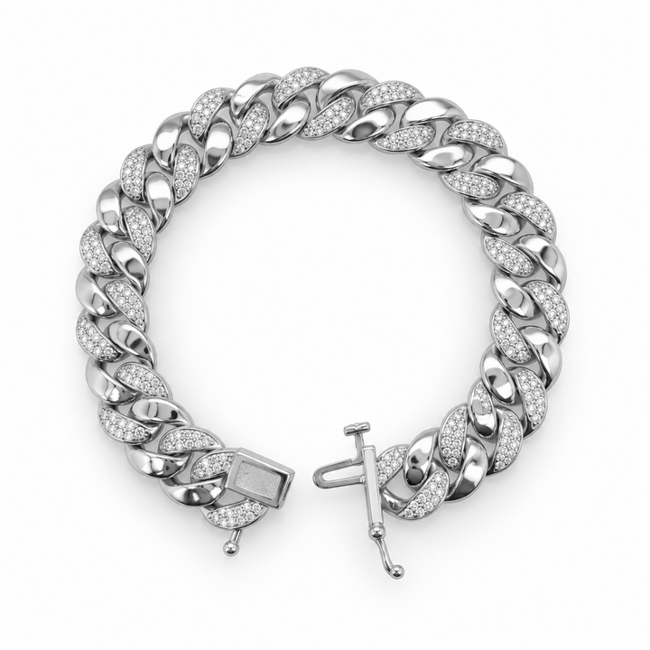 1.65 DEW Moissanite Bracelet in Brass Platinum Plated
