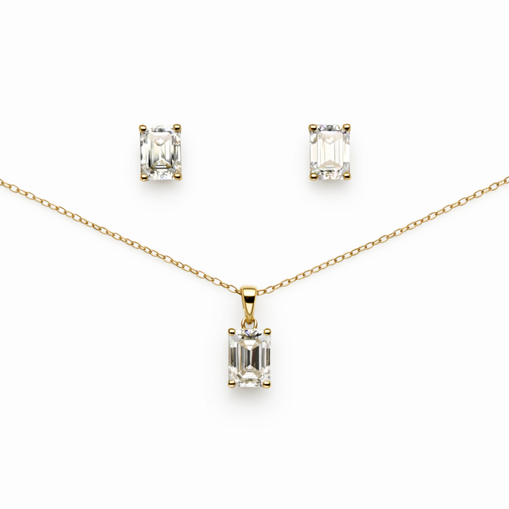 5.15 DEW Moissanite Solitaire Set in 925 Yellow Gold Plated