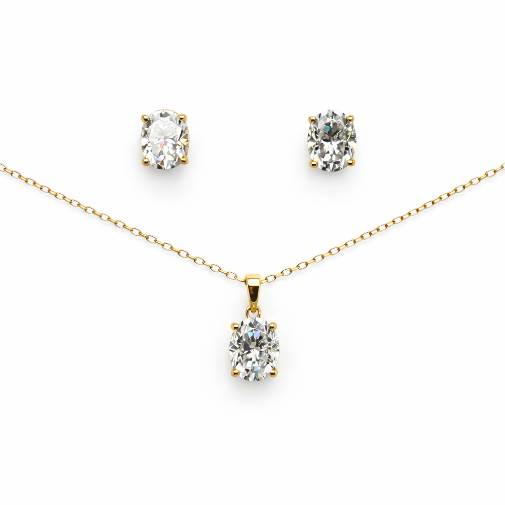 5.90 DEW Moissanite Solitaire Set in 925 Yellow Gold Plated