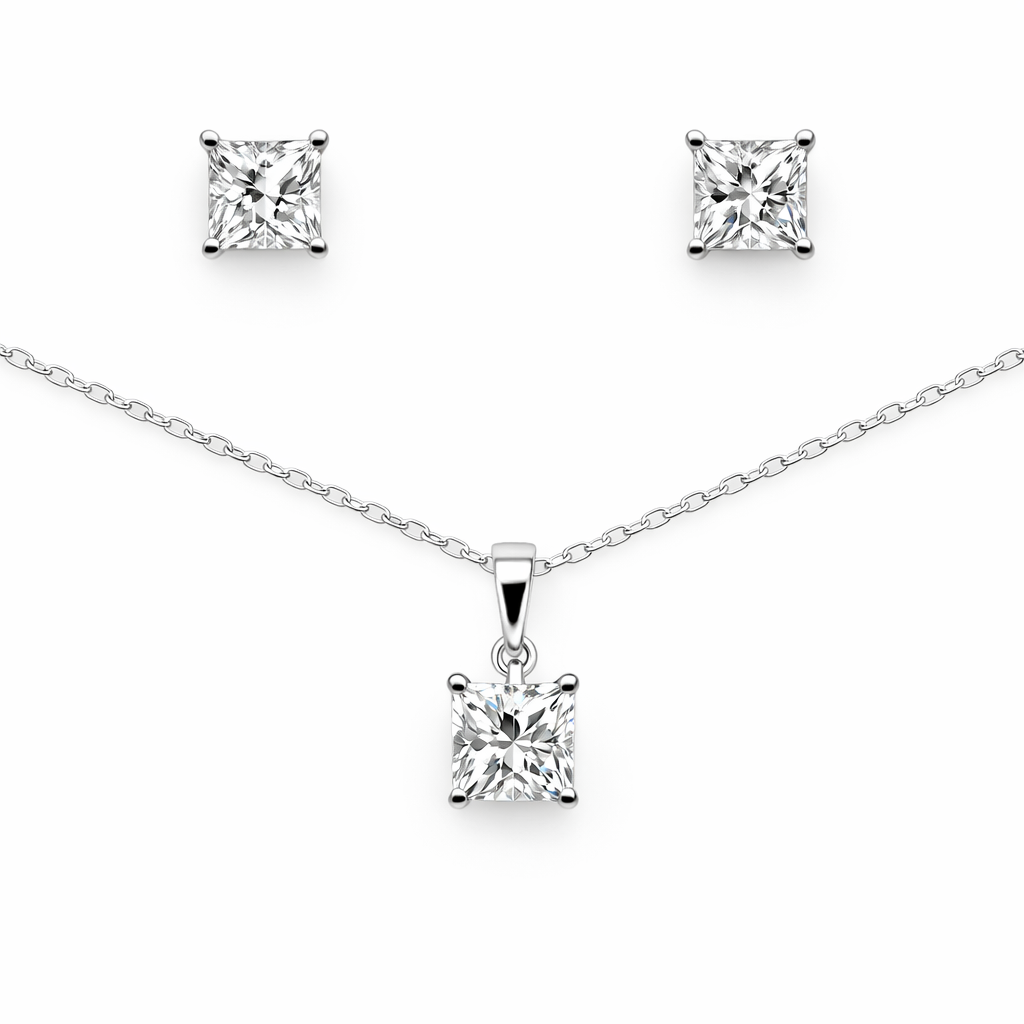 5.75 DEW Moissanite Solitaire Set in 925 Platinum Plated
