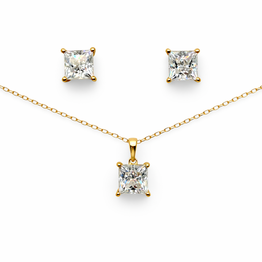 5.75 DEW Moissanite Solitaire Set in 925 Yellow Gold Plated