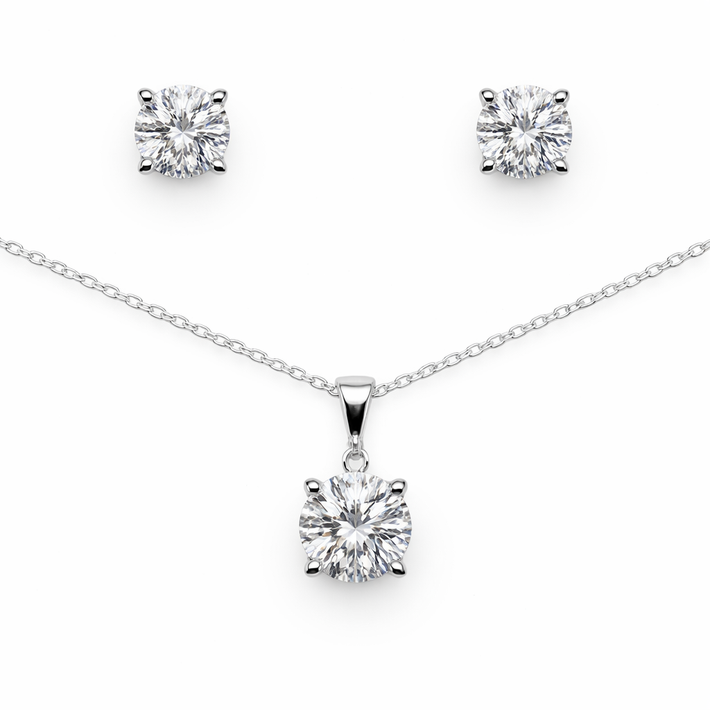 5.50 DEW Moissanite Solitaire Set in 925 Platinum Plated