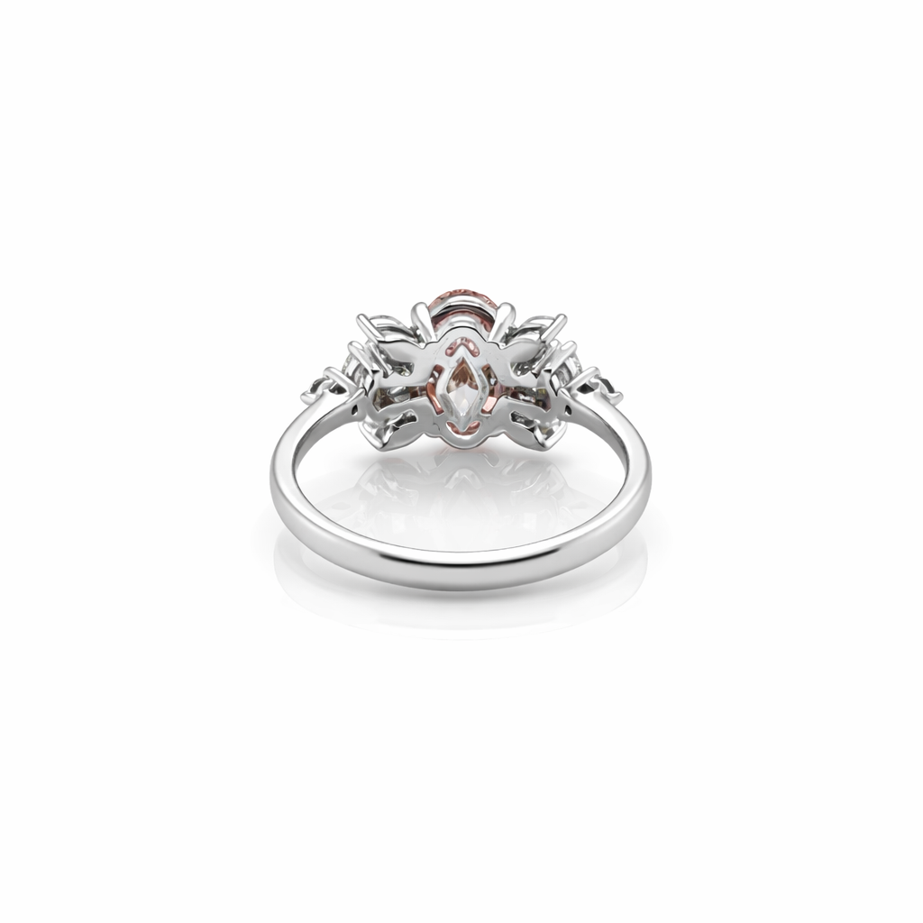 1.58 Cts Pink Lab Grown Diamond and White Lab Grown Dimaond Ring in 14K White Gold