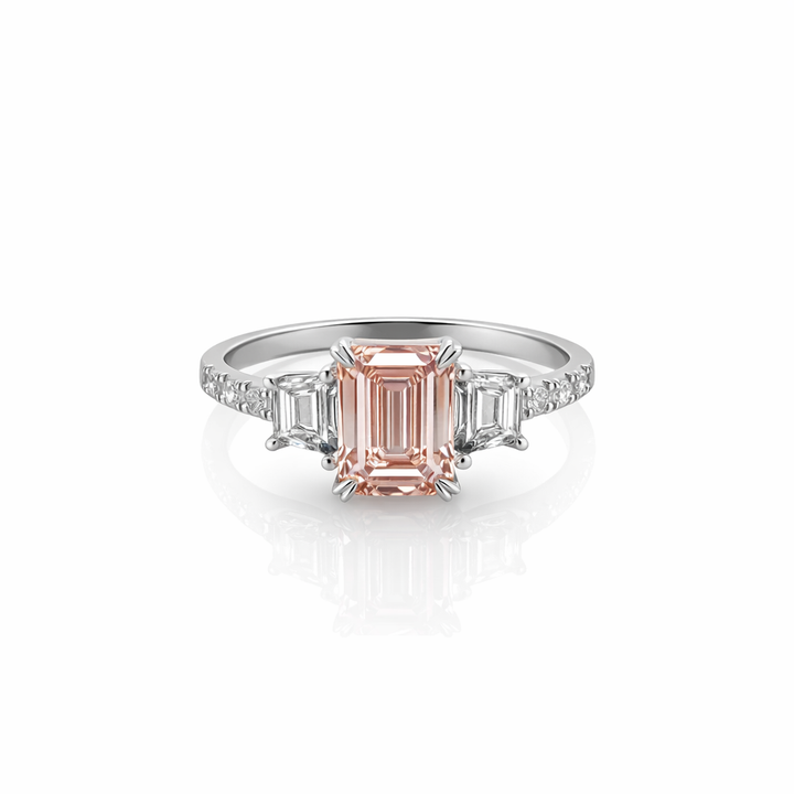 2.69 Cts Pink Lab Grown Diamond and White Lab Grown Dimaond Ring in 14K White Gold