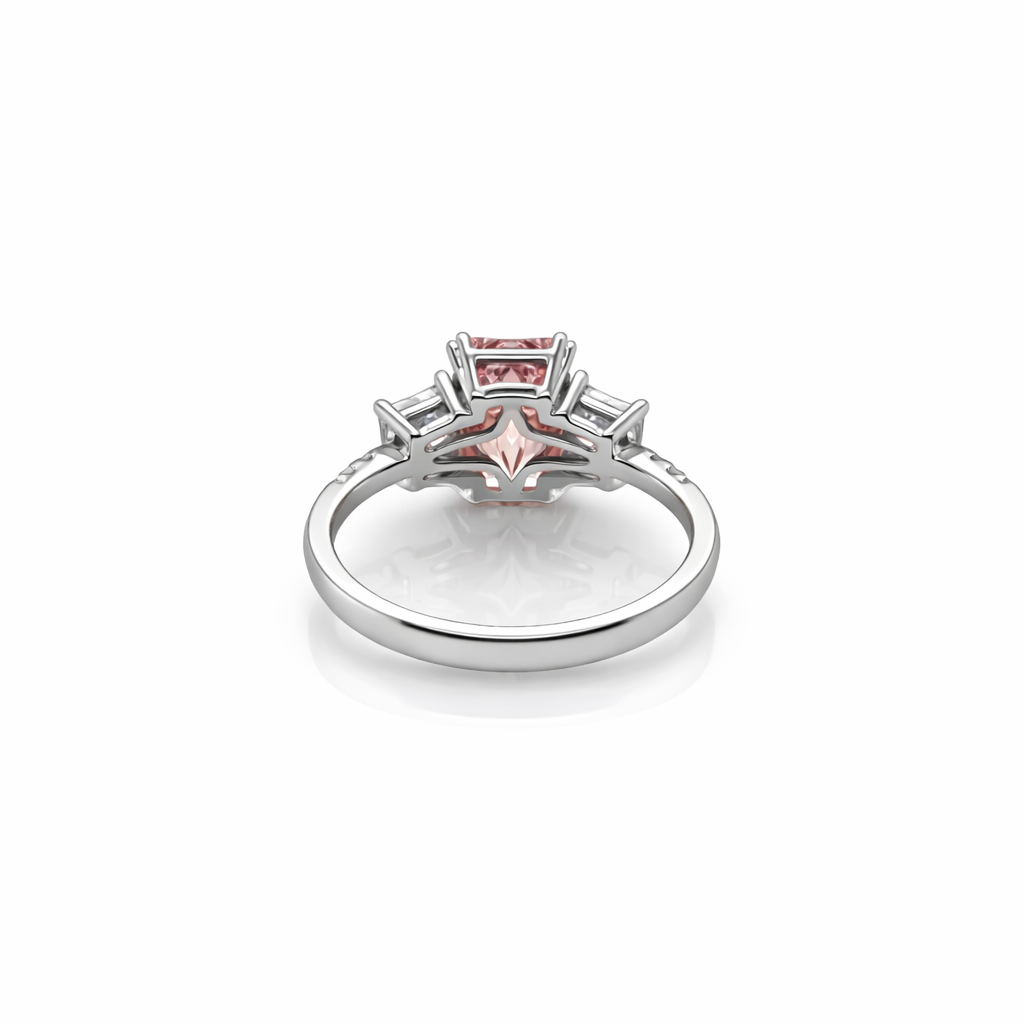 2.69 Cts Pink Lab Grown Diamond and White Lab Grown Dimaond Ring in 14K White Gold