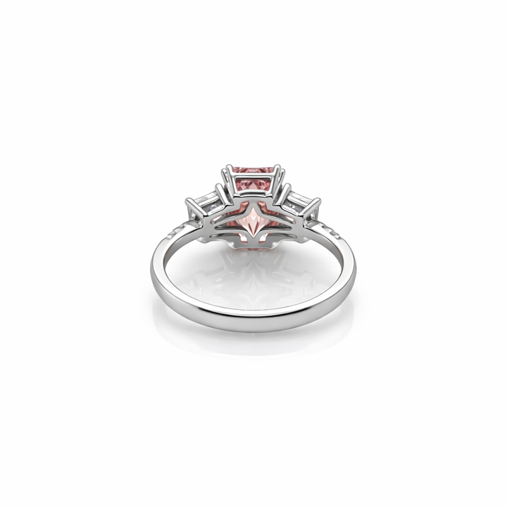 2.69 Cts Pink Lab Grown Diamond and White Lab Grown Dimaond Ring in 14K White Gold