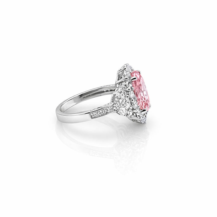 2.70 Cts Pink Lab Grown Diamond and White Lab Grown Dimaond Ring in 14K White Gold